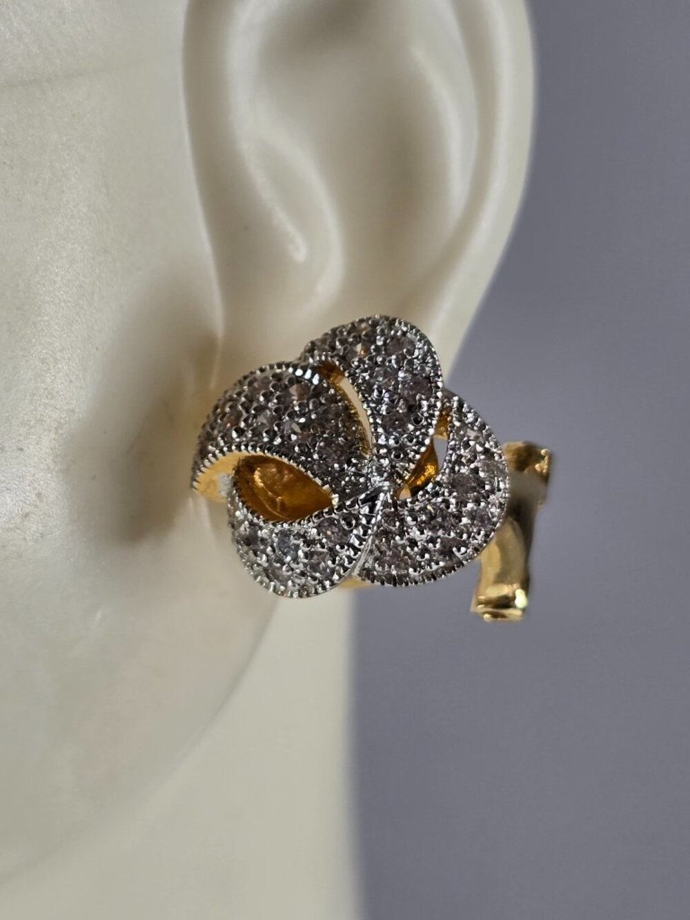 Womens Vintage Estate Sterling Silver Gold Tone CZ Earrings 7.1g E7884